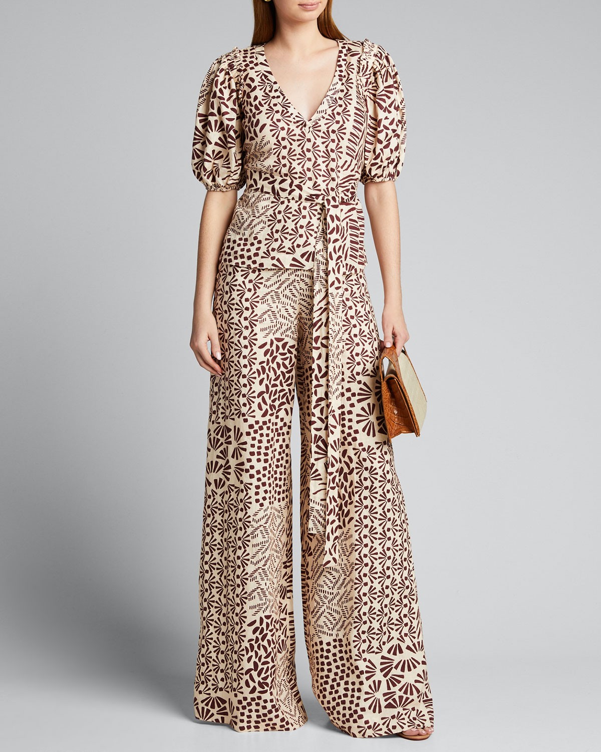 Alexis Neassa Printed High-Rise Button Pants