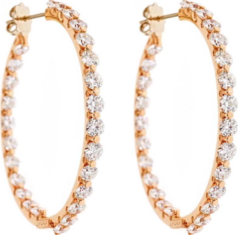 ZYDO Classic Chic 18k Rose Gold Diamond Hoop Earrings
