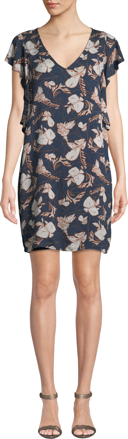 Splendid Ramo Floral Flutter-Sleeve Short Dress