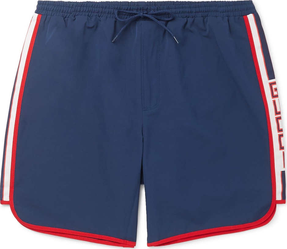 Gucci Short-Length Grosgrain-Trimmed Swim Shorts