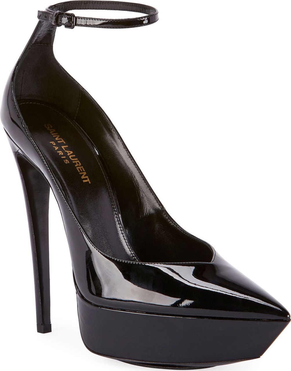 Saint Laurent Betty Patent Ankle-Strap Pumps