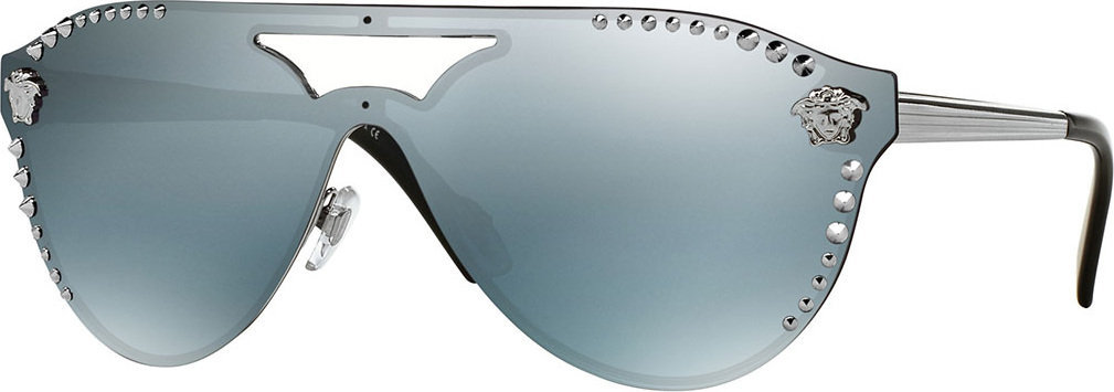 Versace Mirrored Shield Brow-Bar Sunglasses
