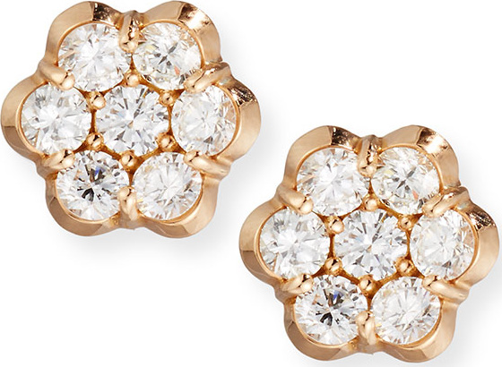 Bayco 18K Rose Gold & Diamond Floral Stud Earrings