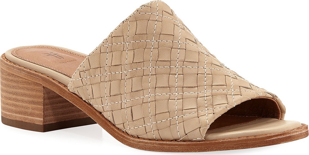Frye Cindy Woven Leather Mule Sandals
