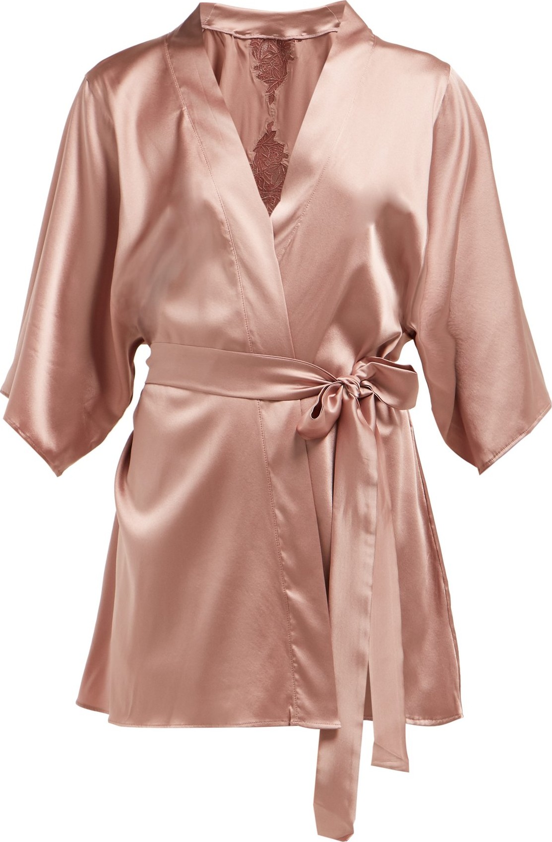 Fleur of England Lace-insert silk-blend kimono