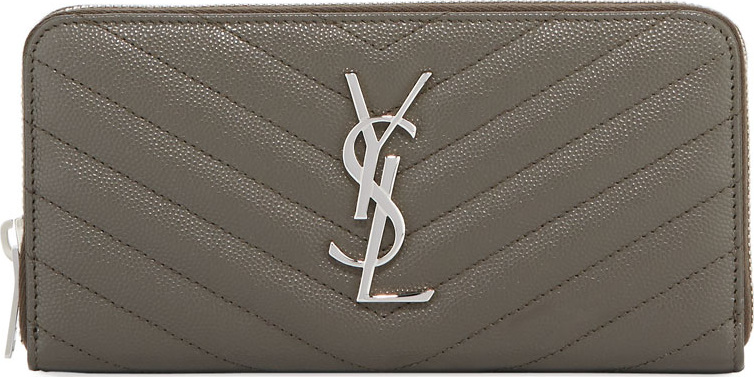 Saint Laurent Monogram YSL Quilted Leather Zip-Around Wallet