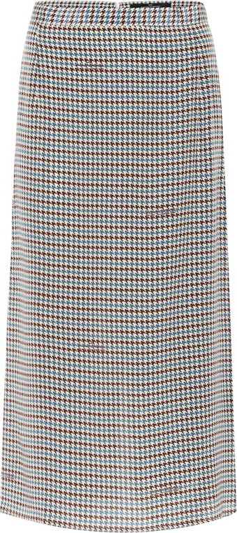 Rokh Houndstooth silk midi skirt