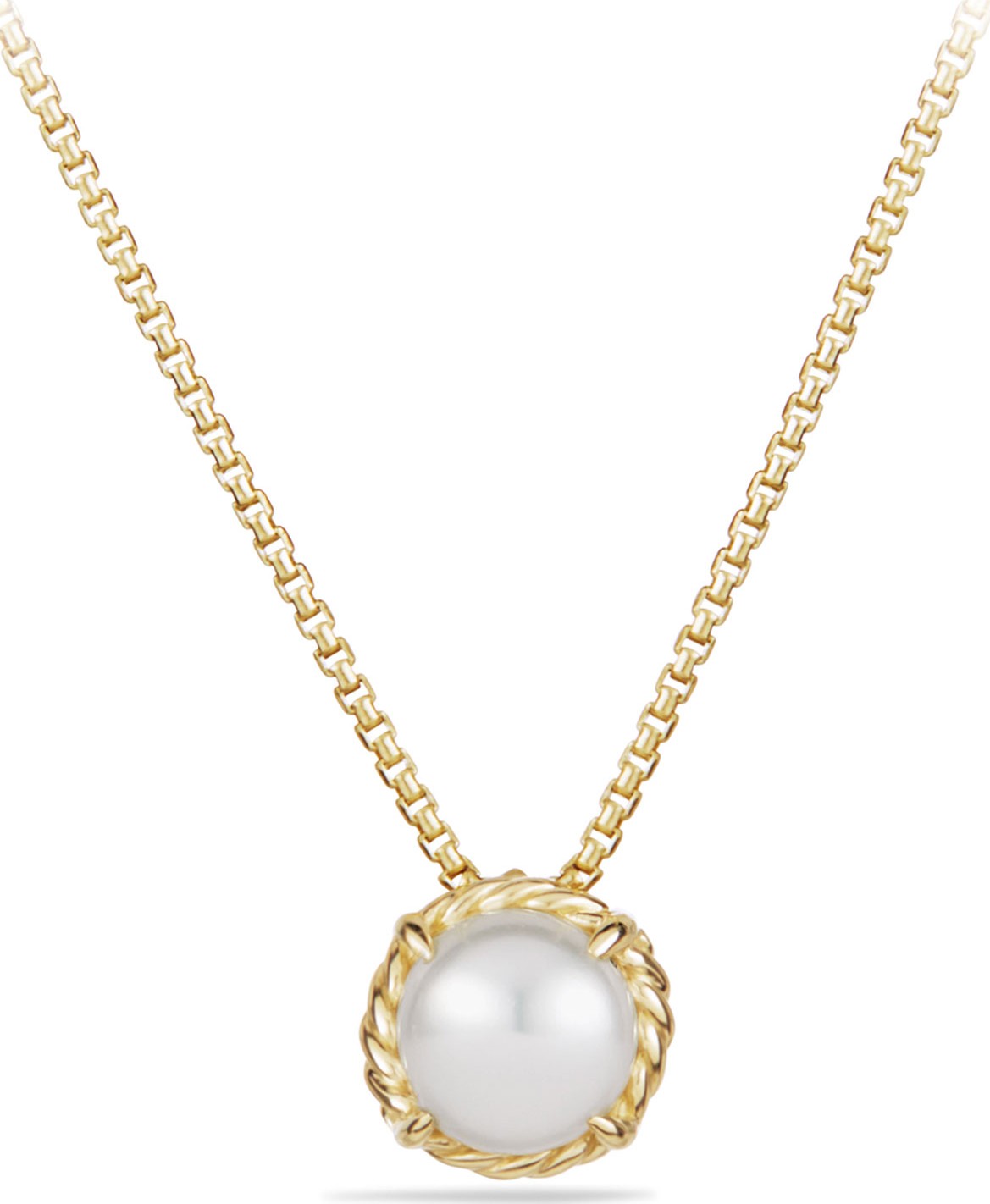 David Yurman Chatelaine 7mm 18K Gold Pendant Necklace