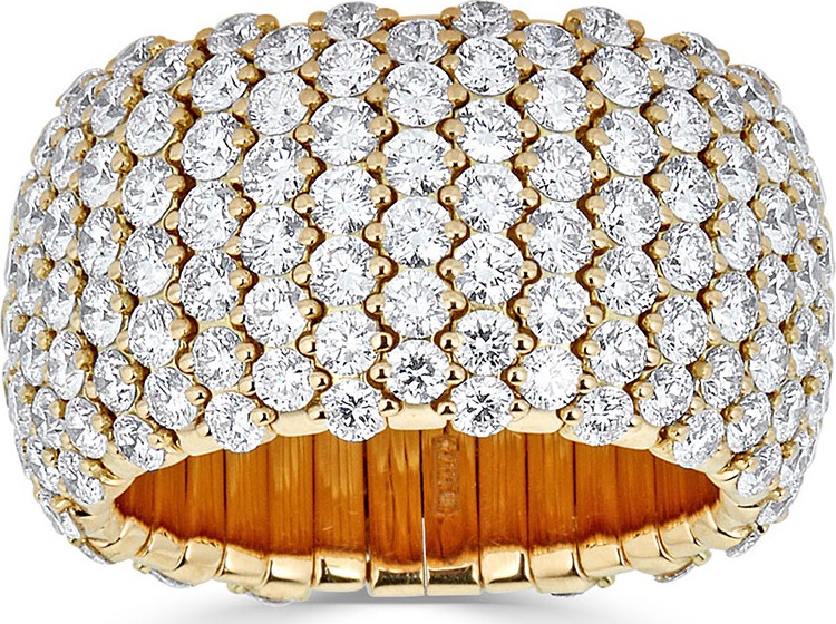 ZYDO 18k Gold Diamond Stretch Ring, 6.22tcw