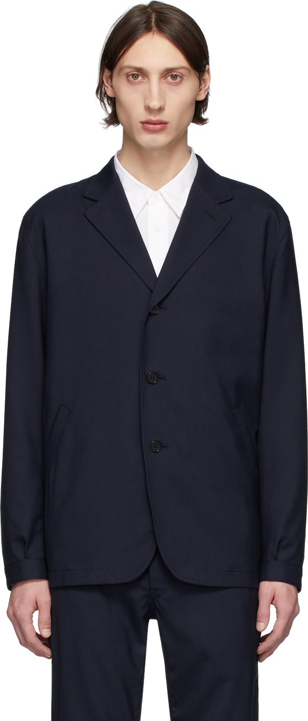 Comme des Garçons Homme Navy Tropical Wool Three-Button Blazer