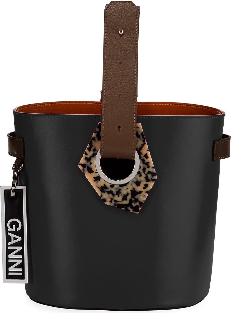 Ganni Leather Open Bucket Bag