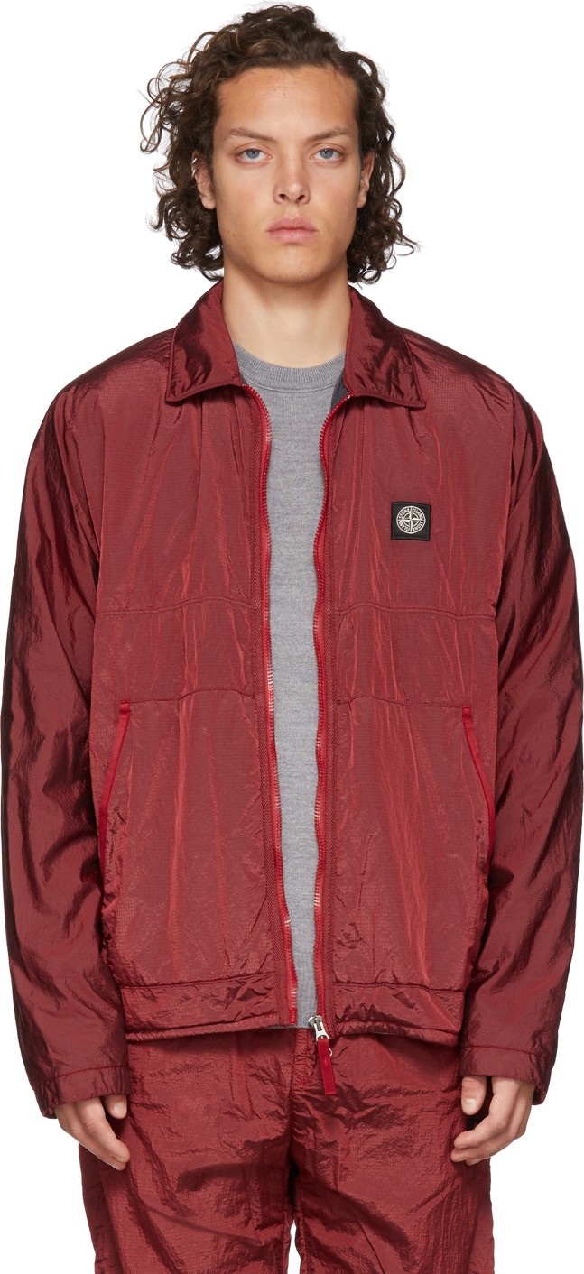 Stone Island SSENSE Exclusive Red Zip-Up Overshirt