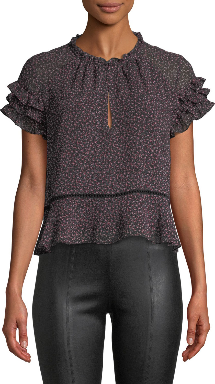 Rebecca Minkoff Desiree Floral-Print Ruffle Top
