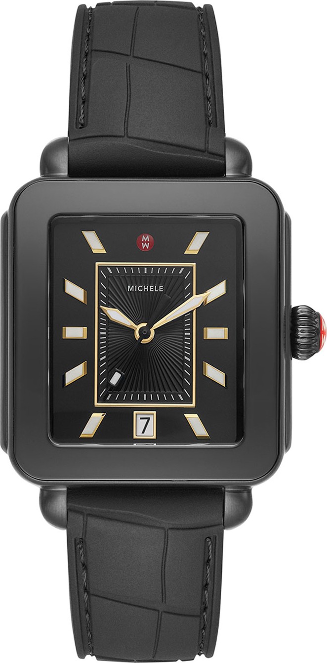 MICHELE Deco Sport Blackout Watch w/ Silicone Strap