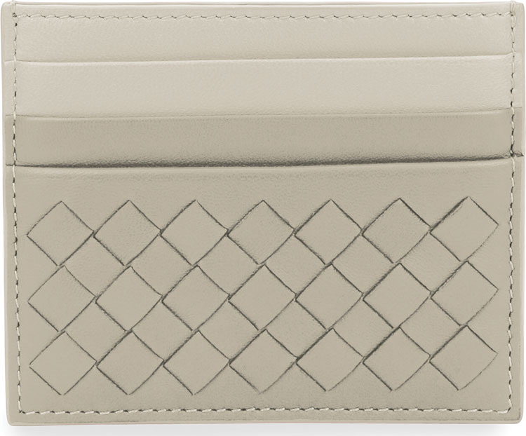 Bottega Veneta Intrecciato Leather Card Case, Gray