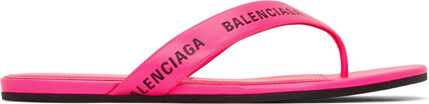 Balenciaga Pink Logo Thong Sandals