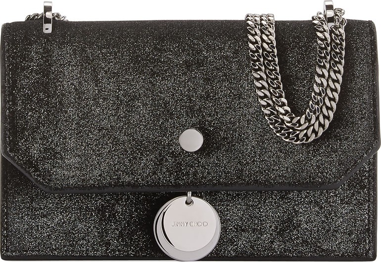 Jimmy Choo Finley Metallic Velvet Crossbody Clutch Bag