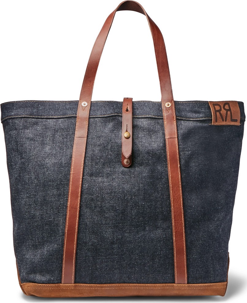 Rrl Howard Leather-Trimmed Denim Tote Bag