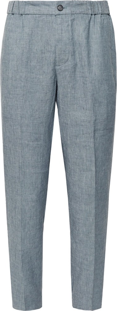 Club Monaco Lex Slim-Fit Tapered Mélange Linen-Blend Trousers
