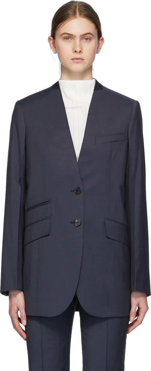 Givenchy Navy Deep V Blazer
