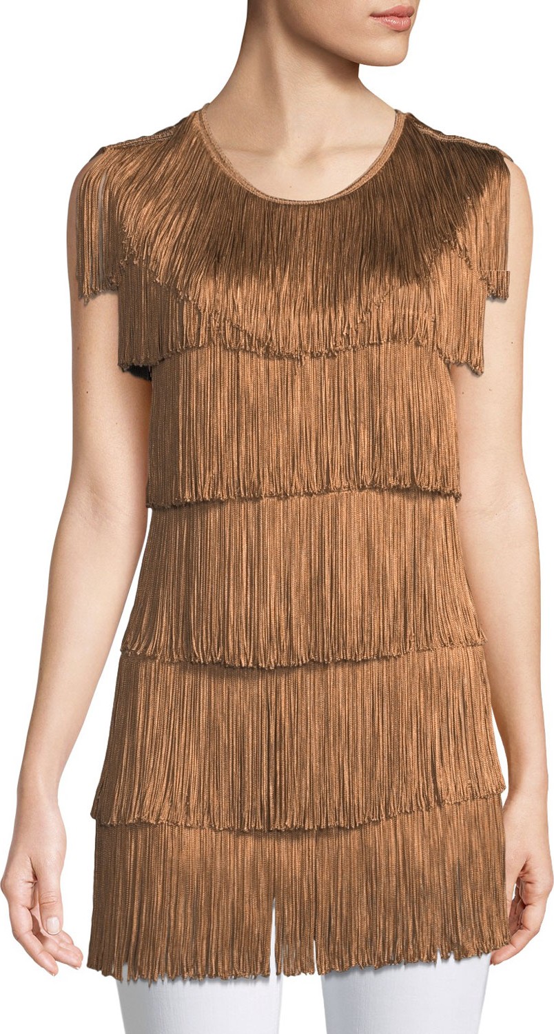 Norma Kamali Stretchy All Over Fringe Top