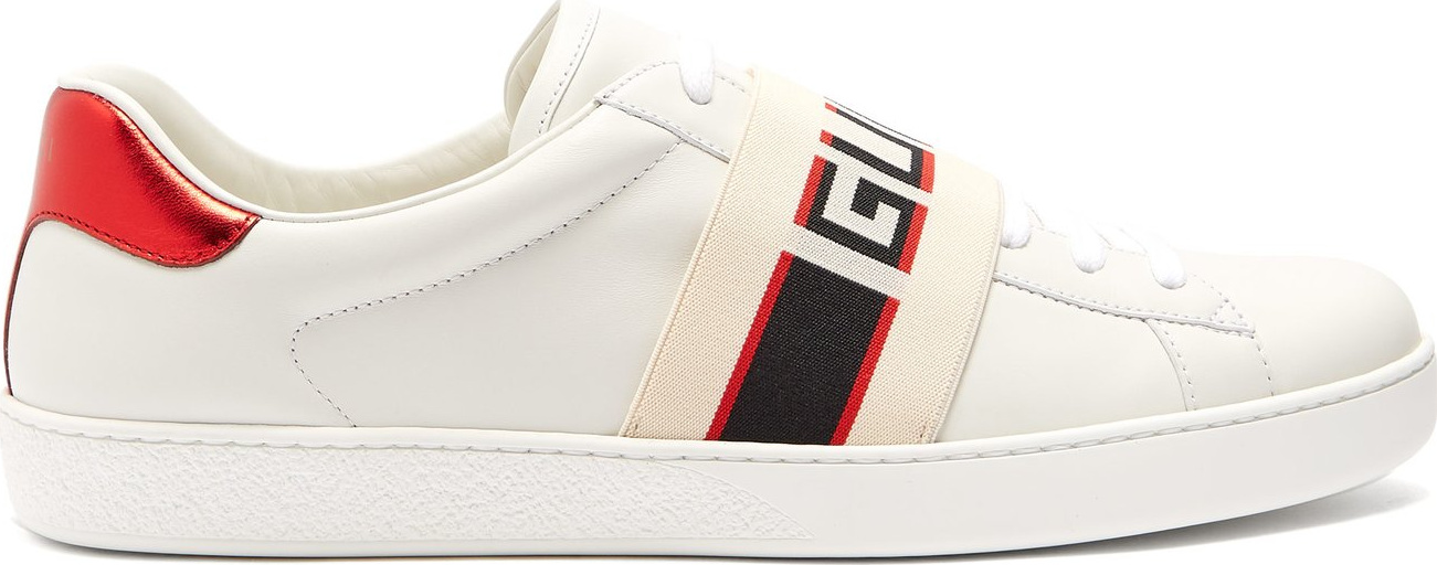 Gucci Ace jacquard-stripe leather trainers
