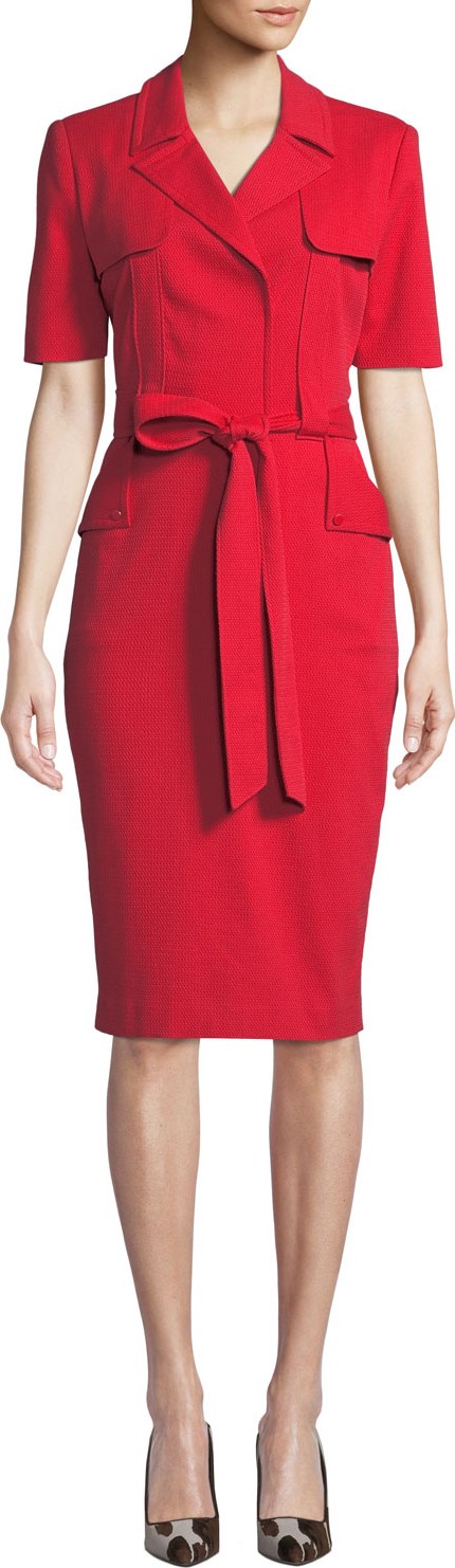 Badgley Mischka Safari Jacket Short-Sleeve Dress