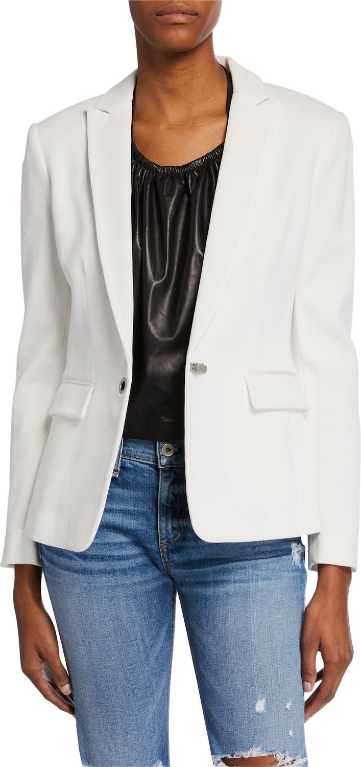 Rag & Bone Lexington Hook-Front Pique Blazer