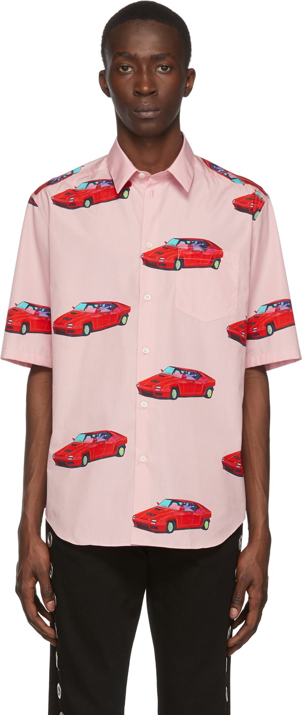 Versace Pink Car Print Shirt