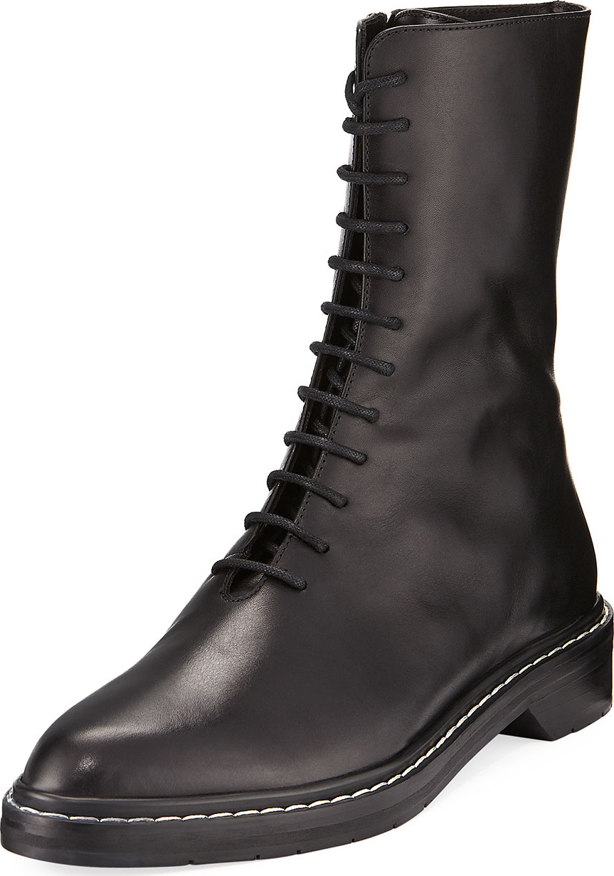 THE ROW Fara Lace-Up Leather Combat Boot