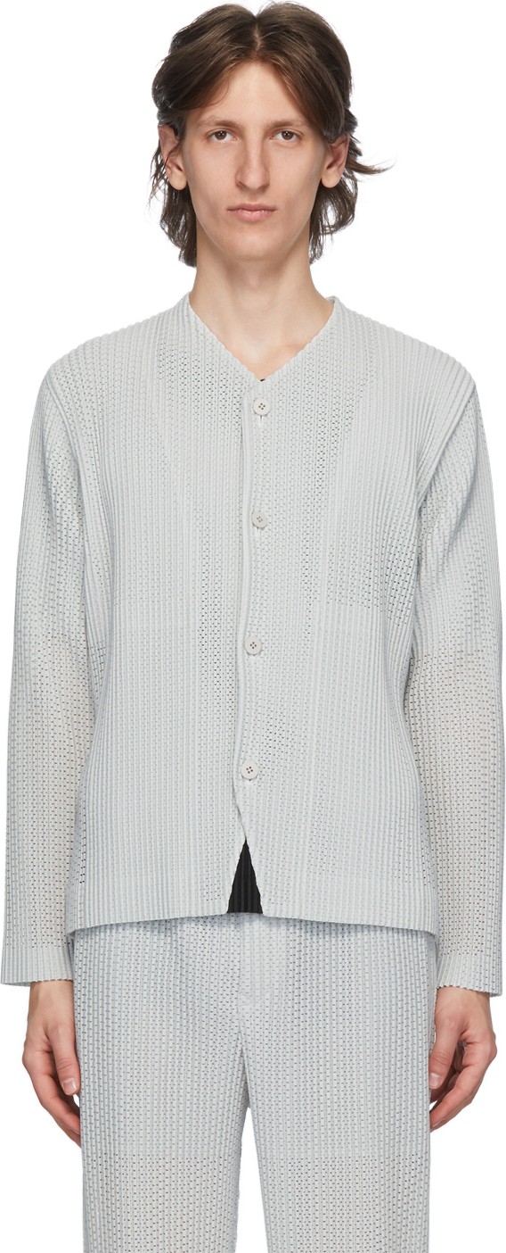 Homme Plissé Issey Miyake Silver Outer Mesh Cardigan