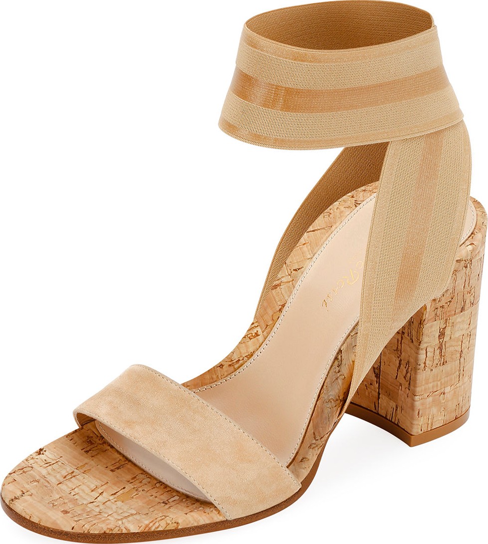 Gianvito Rossi Stretch-Strap Cork Sandals