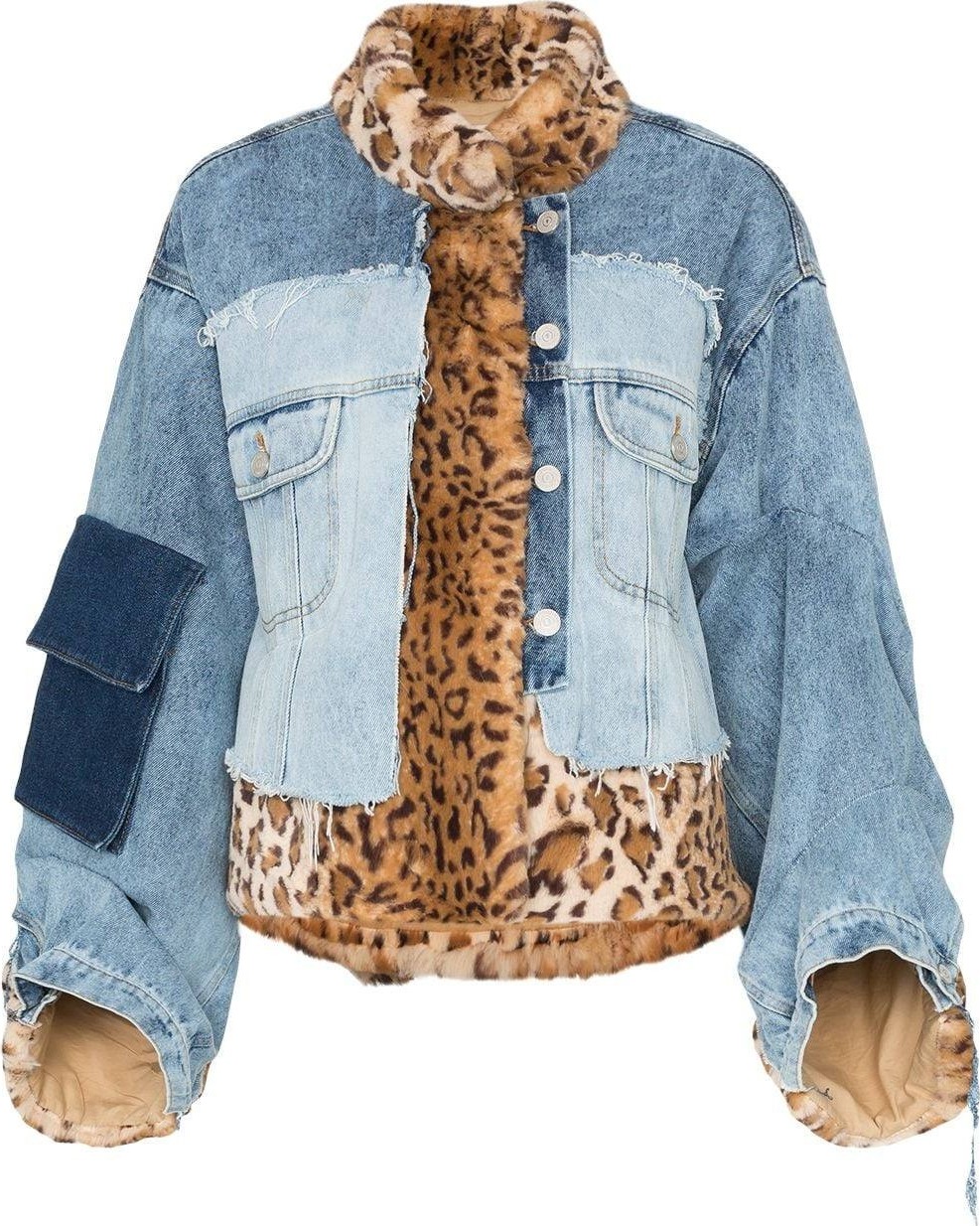 Natasha Zinko faux fur patchwork denim jacket