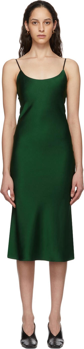 Christopher Esber Green Tie Back Bias Slip Dress