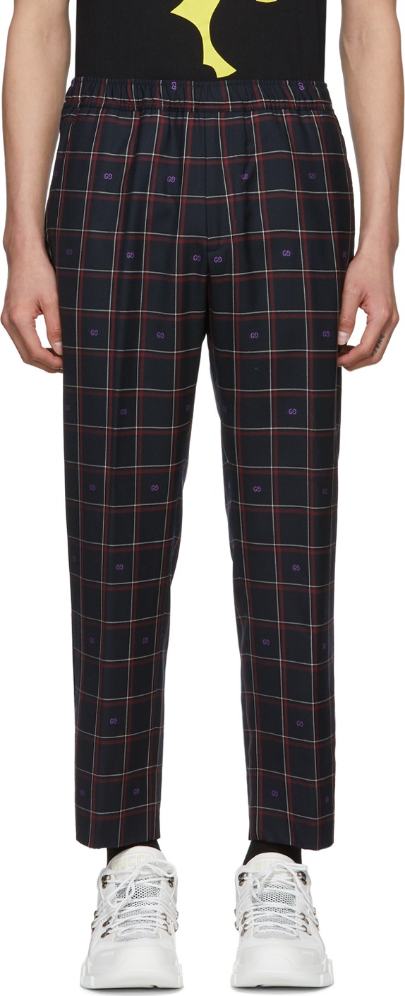 Gucci Black Wool GG Trousers