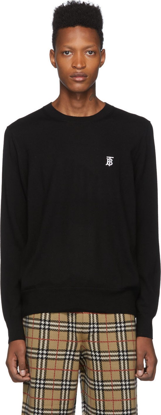 Burberry London England Black Merino Declan Crewneck Sweater