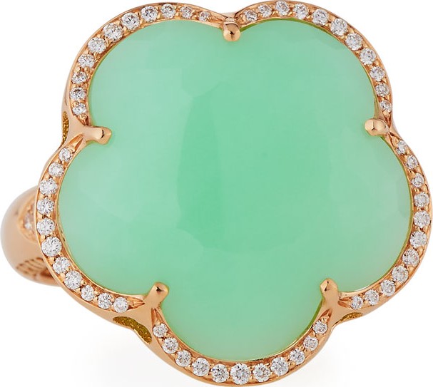 Pasquale Bruni Bon Ton Chrysoprase Ring with Diamonds in 18K Rose Gold
