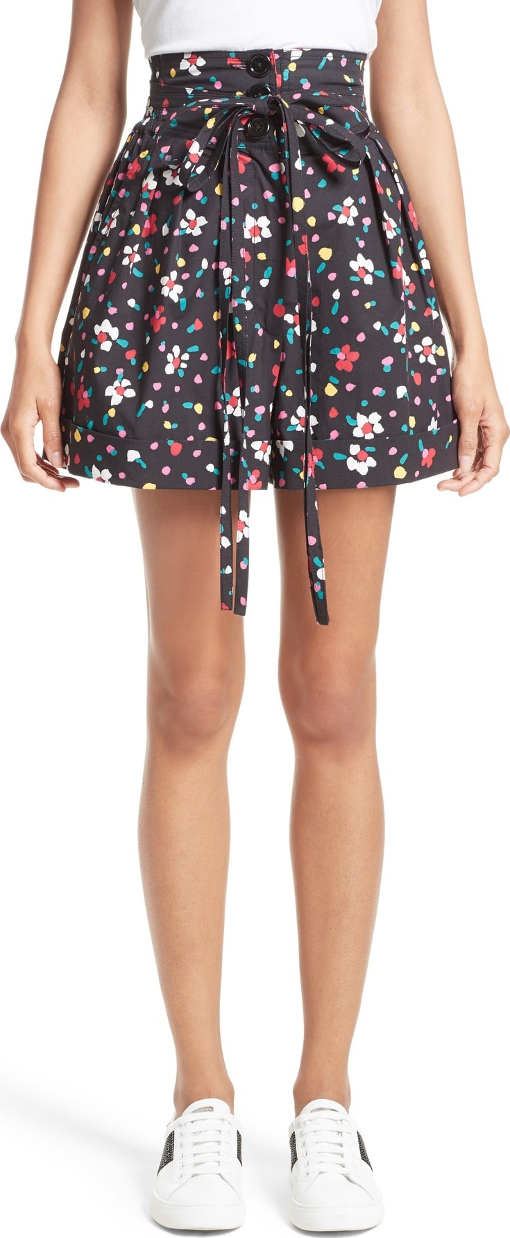 MARC JACOBS Floral Cotton High Waist Shorts