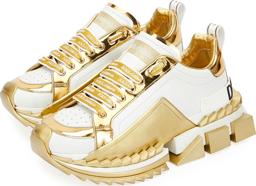 Dolce & Gabbana Super Queen Metallic Trainer Sneakers