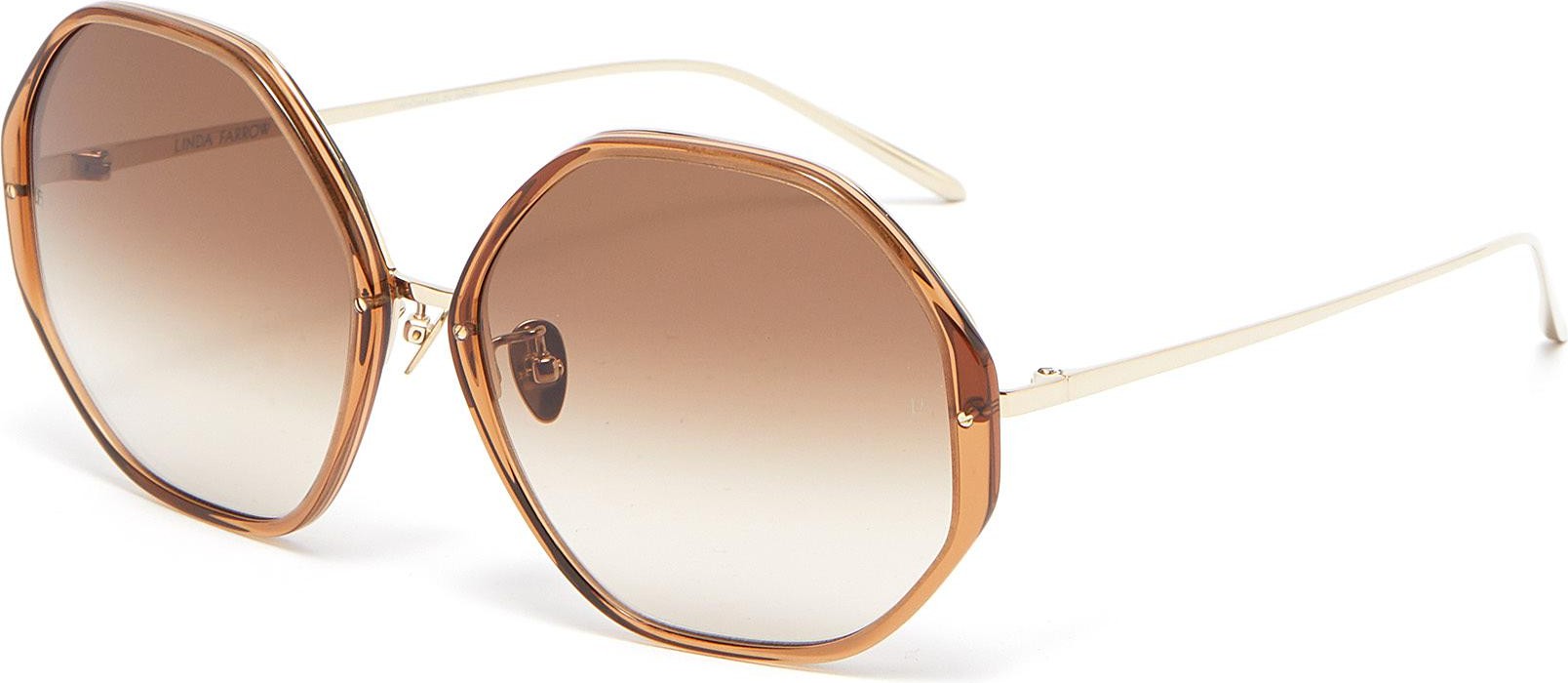 Linda Farrow Alona hexagonal acetate frame metal temples sunglasses