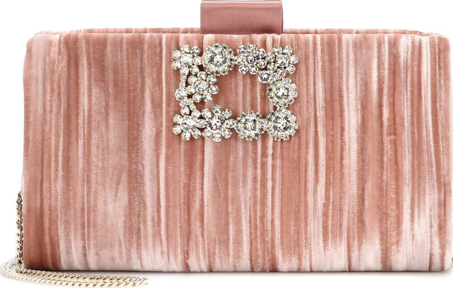 Roger Vivier Soft Flowers velvet clutch