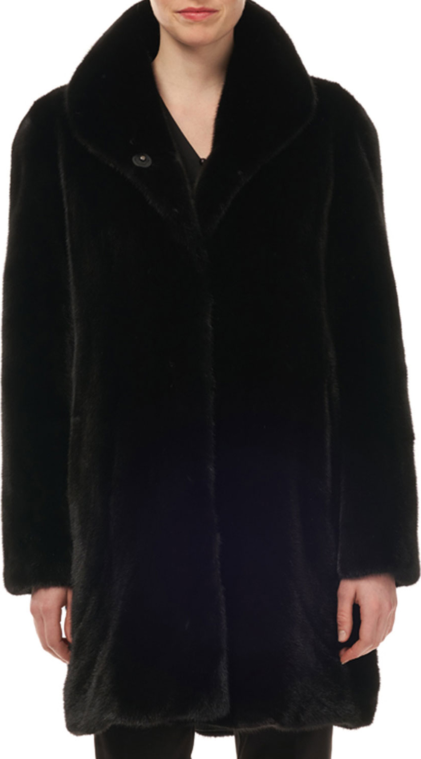 Gorski Mink Directional Reversible Silk Taffeta Stroller Coat