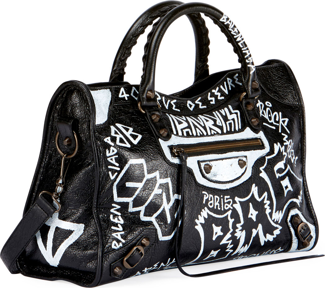 Balenciaga Classic City AJ Graffiti-Print Satchel Bag