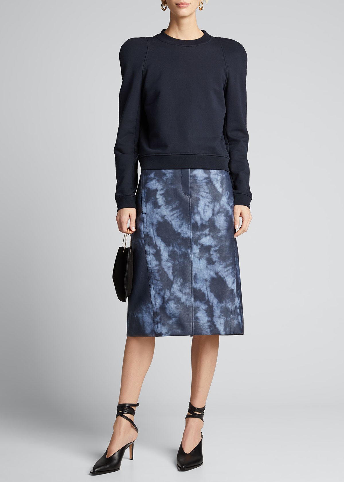 Tibi Rubberized Tie-Dye Pencil Skirt