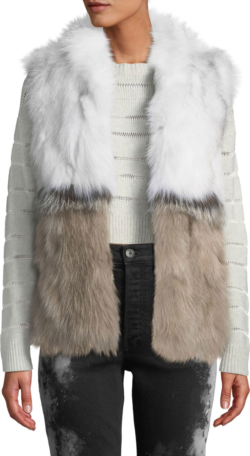 Adrienne Landau Colorblock Fur Vest