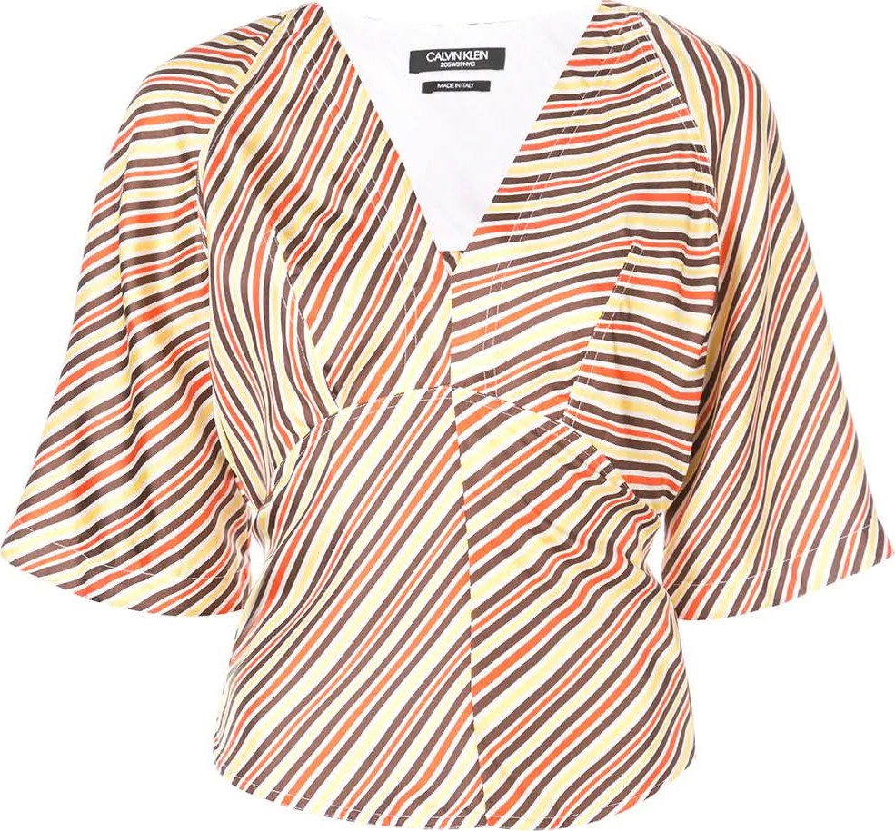 Calvin Klein 205W39NYC striped back tie blouse