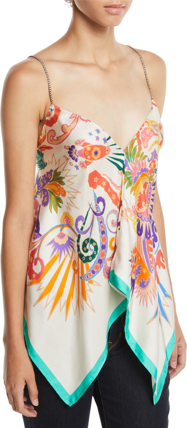 Etro Printed Silk Handkerchief Top