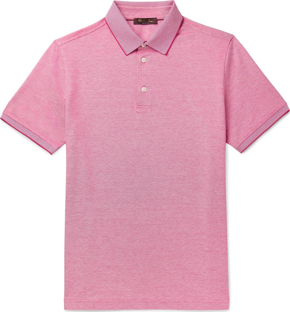 Loro Piana Mélange Cotton-Piqué Polo Shirt