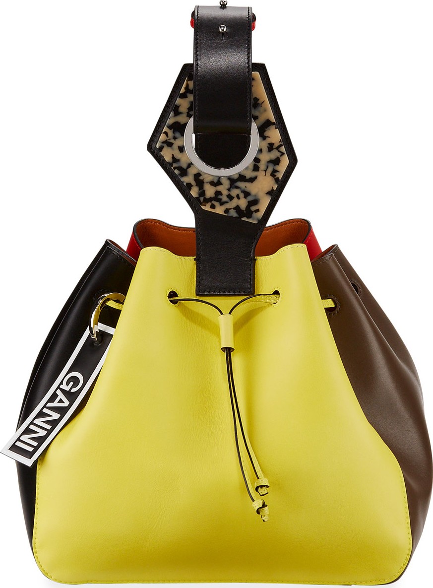 Ganni Colorblock Cinch Bucket Bag