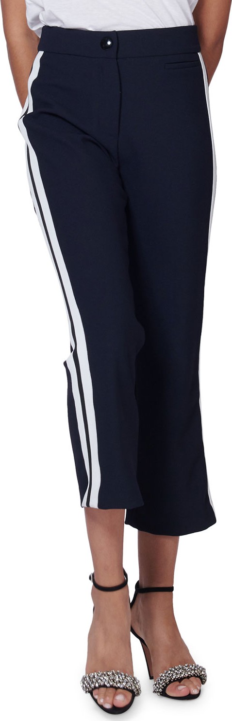 Veronica Beard Marlin Racer-Stripe Cropped Trousers